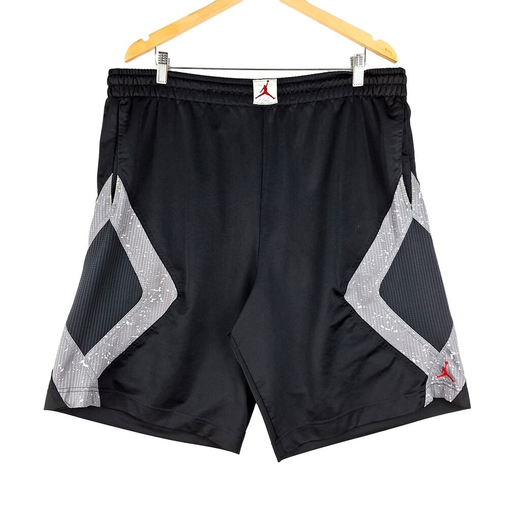 Air Jordan Shorts Mens XL Black Jumpman Flight Basketball Drawstring Baggy Gym